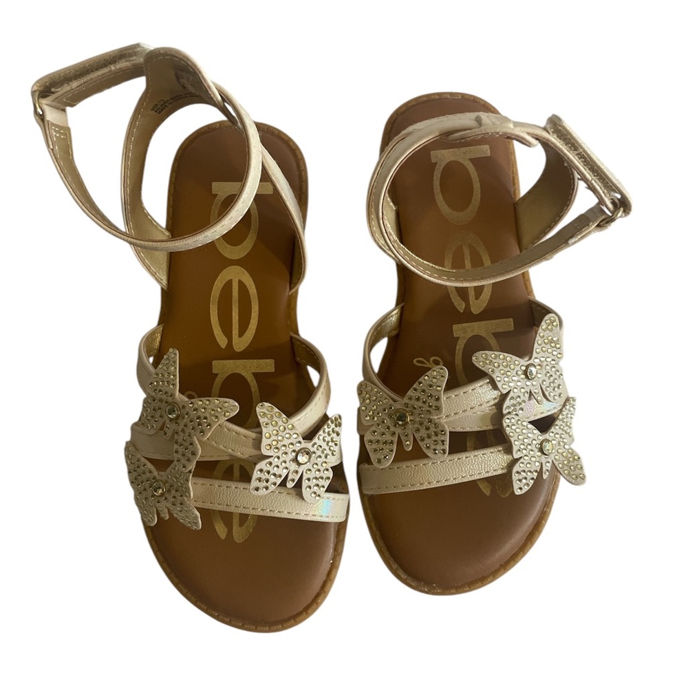 Bebe Gold Embellished Sandals Girls 12